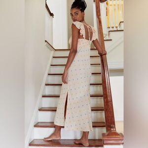 Anthropologie Scallop Babydoll Midi Dress in Peach M NWOT